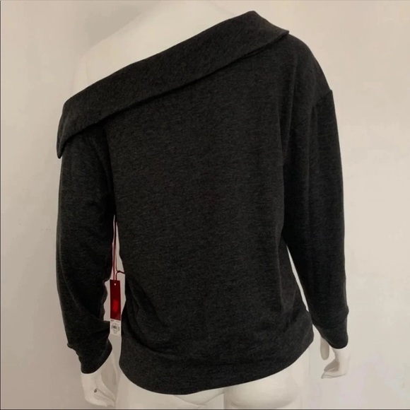 (NWT) Jennifer Lopez Women’s Embellished Soft One-Shoulder Gray Shirt - Picture 8 of 8